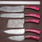 Handmade Damascus Steel Chef Knife Set With Pakka Wood Handle Sheath 2