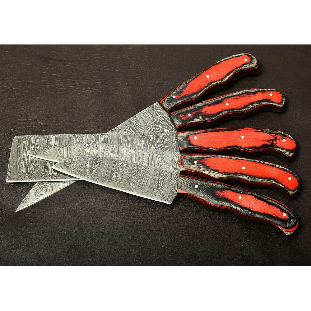 Professional Damascus Steel Kitchen Knife Set Handmade With Pakka Wood Handle 2