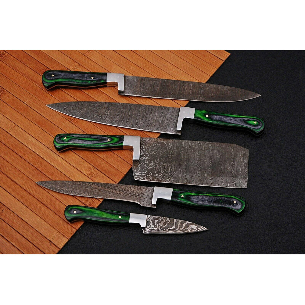 Handmade D2 Steel Chef Knife Set Etching Blade With Wood Handle 1