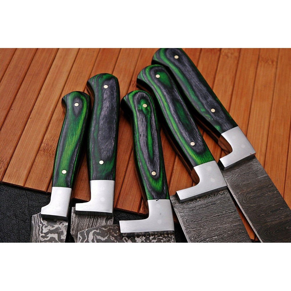 Handmade D2 Steel Chef Knife Set Etching Blade With Wood Handle 2