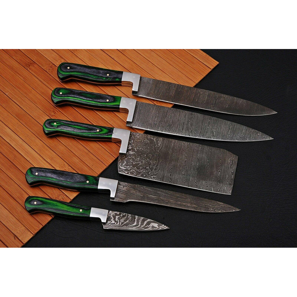 Handmade D2 Steel Chef Knife Set Etching Blade With Wood Handle 0