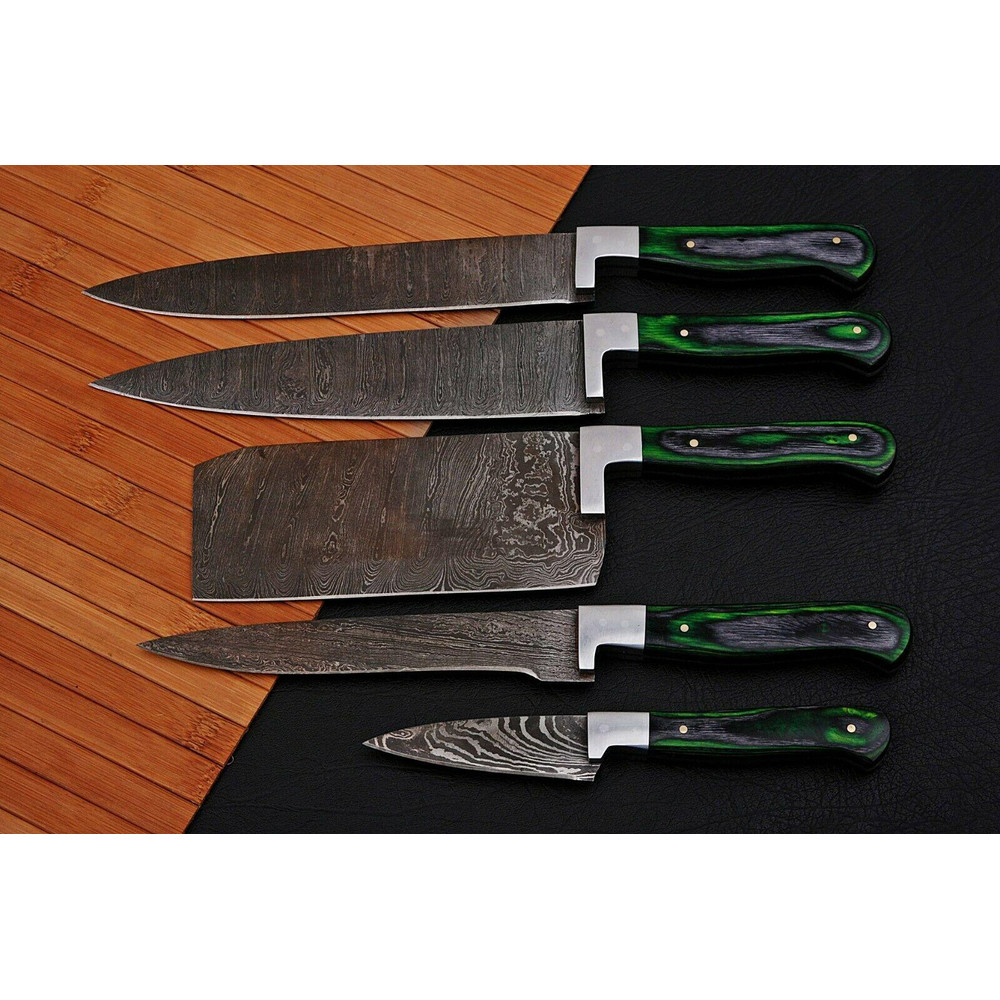 Handmade D2 Steel Chef Knife Set Etching Blade With Wood Handle 3
