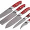Handmade Damascus 5Piece Chef Knife Set Red Dollar Wood Handle Custom Kitchen Knives 0