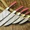 Lot Of 5 Handmade Damascus Steel Full Tang Chef Knives Set Custom Forged Hardwood Handle Kitchen K 0
