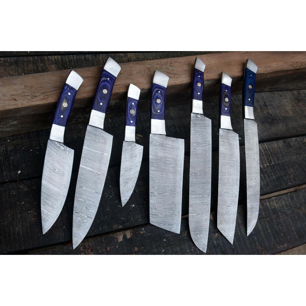 LOT OF 07 Handmade Damascus Steel KitchenChef Knives Full Tang Professional Knife Set 1