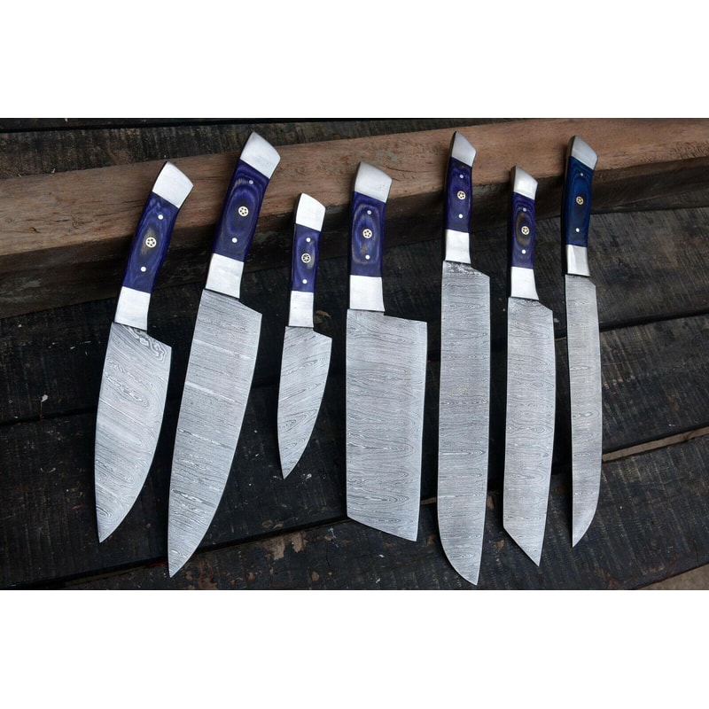 LOT OF 07 Handmade Damascus Steel KitchenChef Knives Full Tang Professional Knife Set 1
