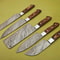 Handmade Damascus Steel Chef Knife Set Lot Of 5 Full Tang Kitchen Knives With Hardwood Handle 0