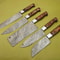 Handmade Damascus Steel Chef Knife Set Lot Of 5 Full Tang Kitchen Knives With Hardwood Handle 1