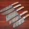 Custom Handmade Damascus Chef Knives Set Of 5 Professional Kitchen Knife Collection 0