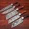 Damascus Steel Kitchen Knives 5Piece Handmade Chef Knife Set With Hardwood Handle 0