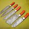 Premium Handmade Damascus Steel Chef Knives Lot Of 5 Hardwood Handle Kitchen Set 2
