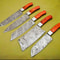 Premium Handmade Damascus Steel Chef Knives Lot Of 5 Hardwood Handle Kitchen Set 0