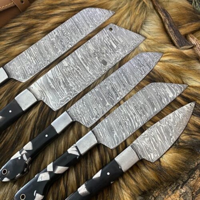 Premium Damascus Steel Kitchen Hunting Knives 5 Pc Set 2