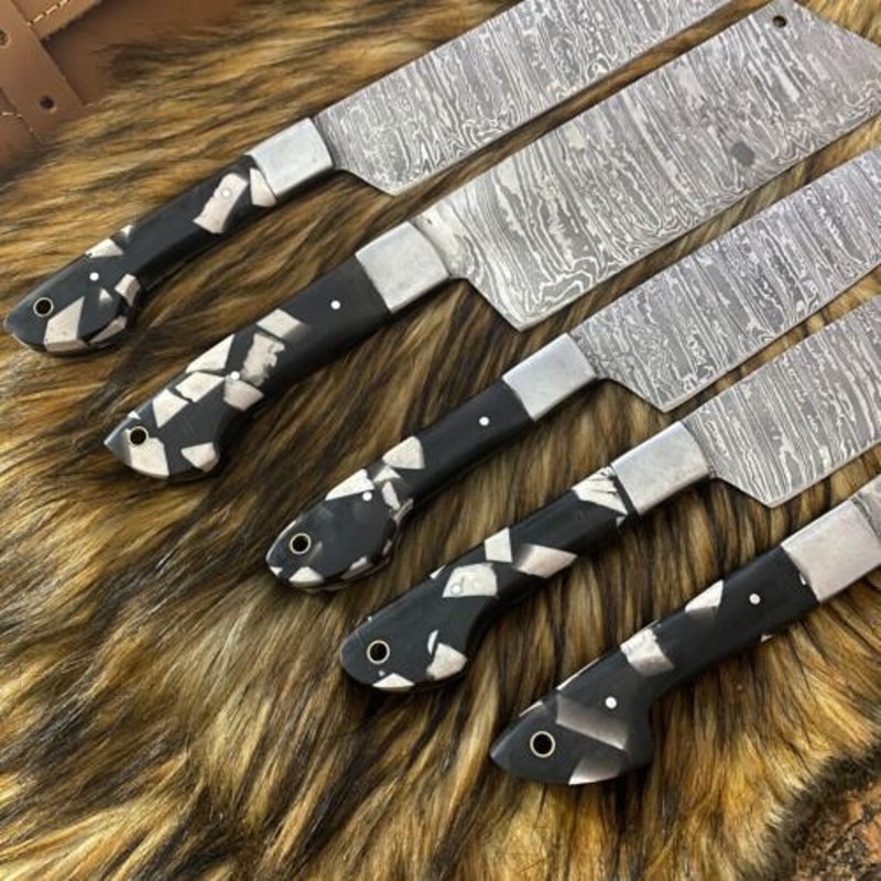Premium Damascus Steel Kitchen Hunting Knives 5 Pc Set 3