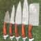 Full Tang Damascus Steel 5 Pc Chef Knife Set Hardwood Handle 2