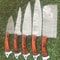 Full Tang Damascus Steel 5 Pc Chef Knife Set Hardwood Handle 2