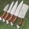Full Tang Damascus Steel 5 Pc Chef Knife Set Hardwood Handle 0