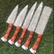 Damascus Steel Camping Hunting Knife Set 5 Pc Chef Knives 0