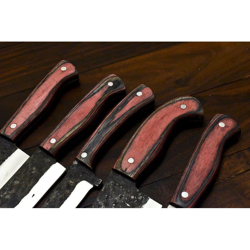 Handmade D2 Steel Chef Hunting Knife Set 5 Pc Hardwood Handle 3