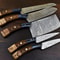 Handmade Damascus Steel Chef Hunting Knife Set 5 Pc Walnut Wood Handle 1