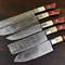 Handmade Damascus Steel Chef Knife Set 5 Pc Camel Bone Handle 1