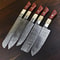 Handmade Damascus Steel Chef Knife Set 5 Pc Camel Bone Handle 0