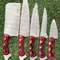 Custom Handmade Twist Damascus Steel Chef Knife Set Rosewood Handle 0