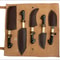 Custom Handmade Damascus Steel Chef Knife Set Buffalo Bone Horn Handle 5 Pcs 1