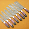 Custom Handmade Damascus Steel Chef Knife Set Purple Bone Buffalo Horn Handle 3