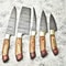 Lot Of 5 Handmade Damascus Hammered Chef Knives Set Full Tang Hard Wood Handle 1