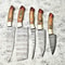 Lot Of 5 Handmade Damascus Hammered Chef Knives Set Full Tang Hard Wood Handle 0