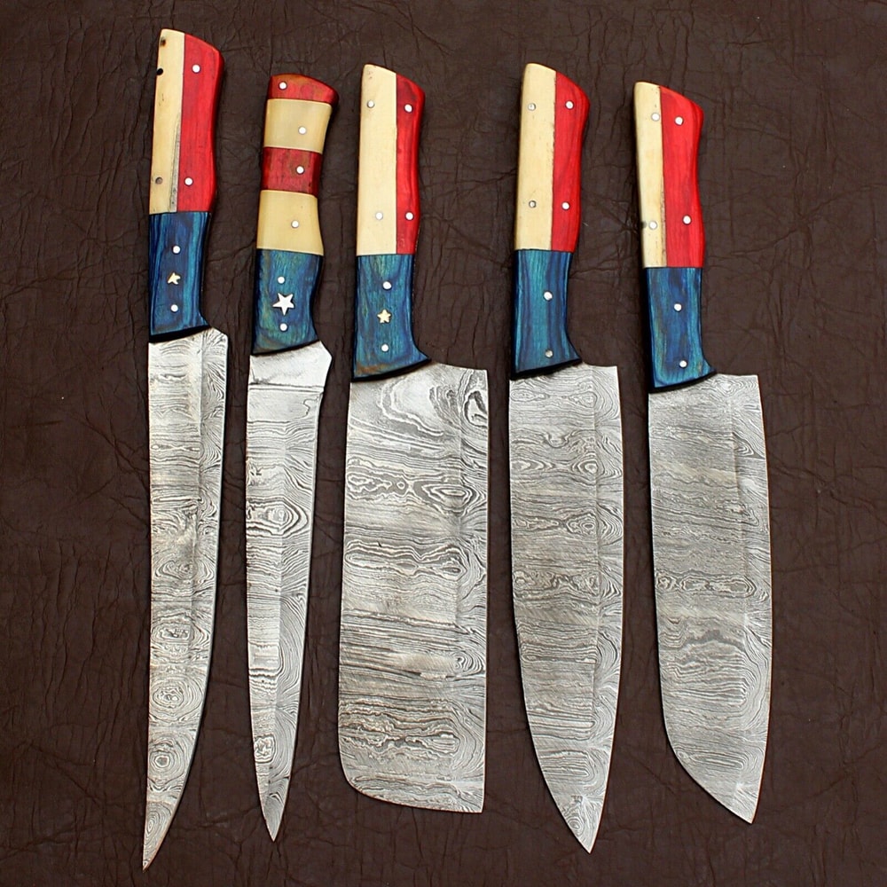 Handmade Hydra Damascus Steel Chef Knives Set Of 5 Forged Kitchen Knife Collection 1