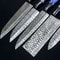 Custom Handmade Damascus Steel 5Piece Chef Knife Set Resin Buffalo Horn Handles 3