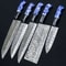 Custom Handmade Damascus Steel 5Piece Chef Knife Set Resin Buffalo Horn Handles 0