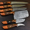 Rare HandForged Damascus Steel Chef Knife Set 6Piece Walnut Wood Kitchen Knives 4