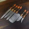 Rare HandForged Damascus Steel Chef Knife Set 6Piece Walnut Wood Kitchen Knives 0