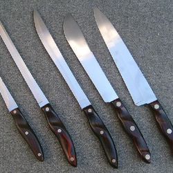 vintage cutco knife set lot | 5 original stainless steel knives with sharpener