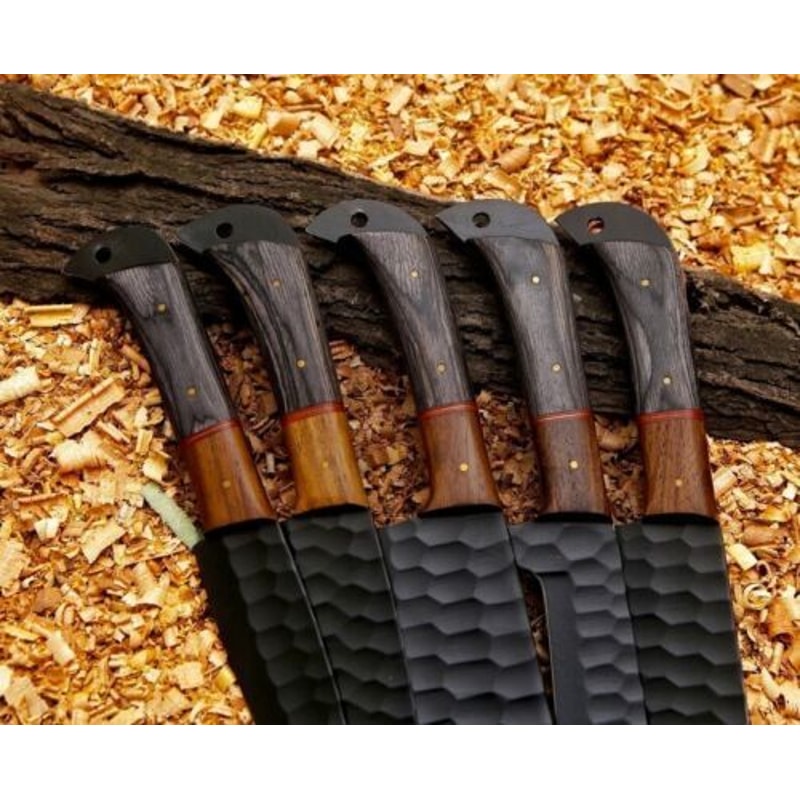 Handmade D2 Steel PowderCoated 5Piece Chef Knife Set With Wooden Handle Leather Sheath 2