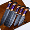 Handmade D2 Steel Kitchen Chef Knife Set Of 5 With Corian Handle Leather Sheath Entire World Bran 0
