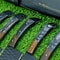 Custom Hand Forged Carbon Steel 5Piece Chef Knife Set With Powder Coated Blades Leather Roll Kit 2
