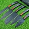 Custom Hand Forged Carbon Steel 5Piece Chef Knife Set With Powder Coated Blades Leather Roll Kit 4