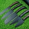 5 PCS Hand Forged Carbon Steel Chef Knife Set Powder Coated Black Blades Leather Storage Roll 3