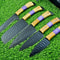 Artisan Handcrafted Carbon Steel Chef Knife Set Of 5 With Natural Wood Handles Leather Bag 1