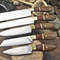 Forged D2 Tool Steel Chef Knife Set Of 5 With Walnut Wood Handle  Brass Bolster  Survival  Kitchen  0