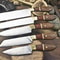 Forged D2 Tool Steel Chef Knife Set Of 5 With Walnut Wood Handle Brass Bolster Survival Kitchen 0