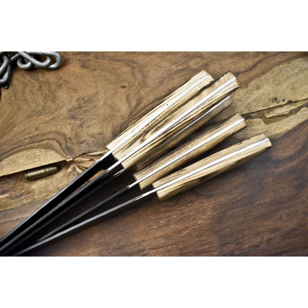 Artisan D2 Steel 5Piece Chef Knife Set Handmade Kitchen Knives Gift With Leather Bag 2