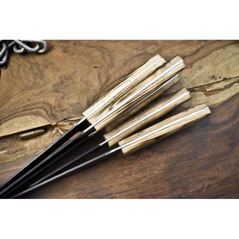 Artisan D2 Steel 5Piece Chef Knife Set Handmade Kitchen Knives Gift With Leather Bag 2