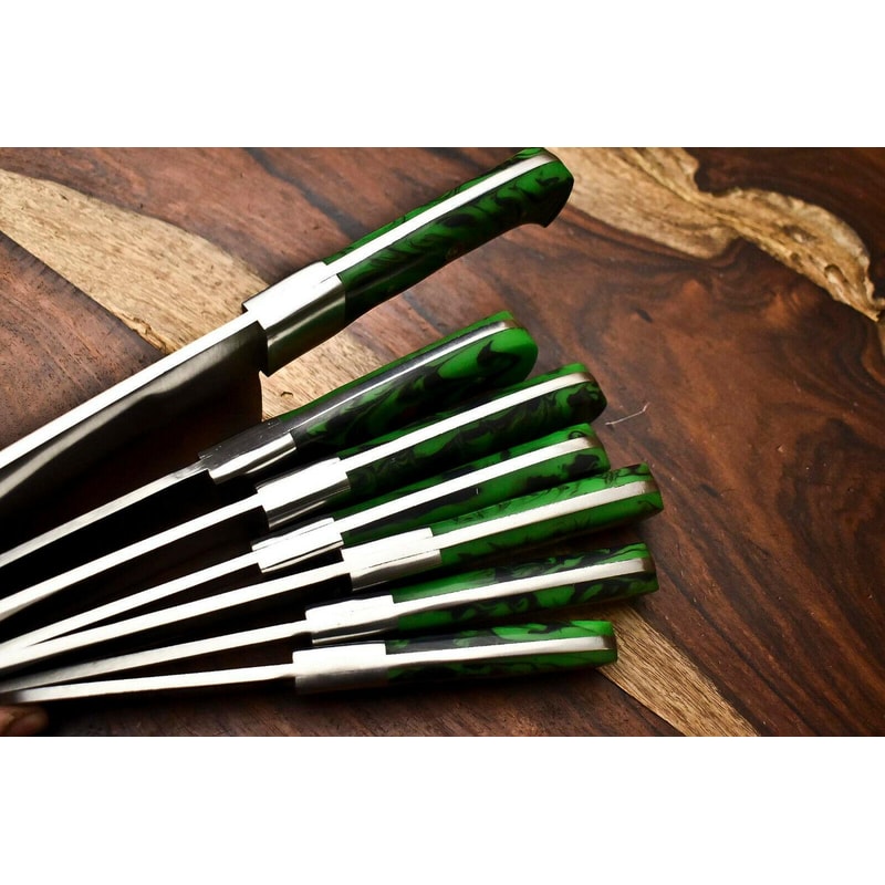 Lot Of 7 Custom Handmade D2 Tool Steel Chef Knife Set Razor Sharp Kitchen Knives 4