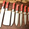 7Piece Custom Handmade D2 Steel Chef Knife Set With Leather Bag Professional Kitchen Knives 0