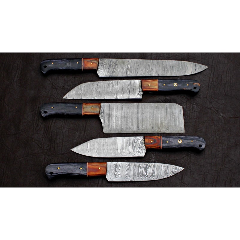 5 Pieces Handmade Damascus Steel Chef Set Professional Kitchen Knife Collection 1